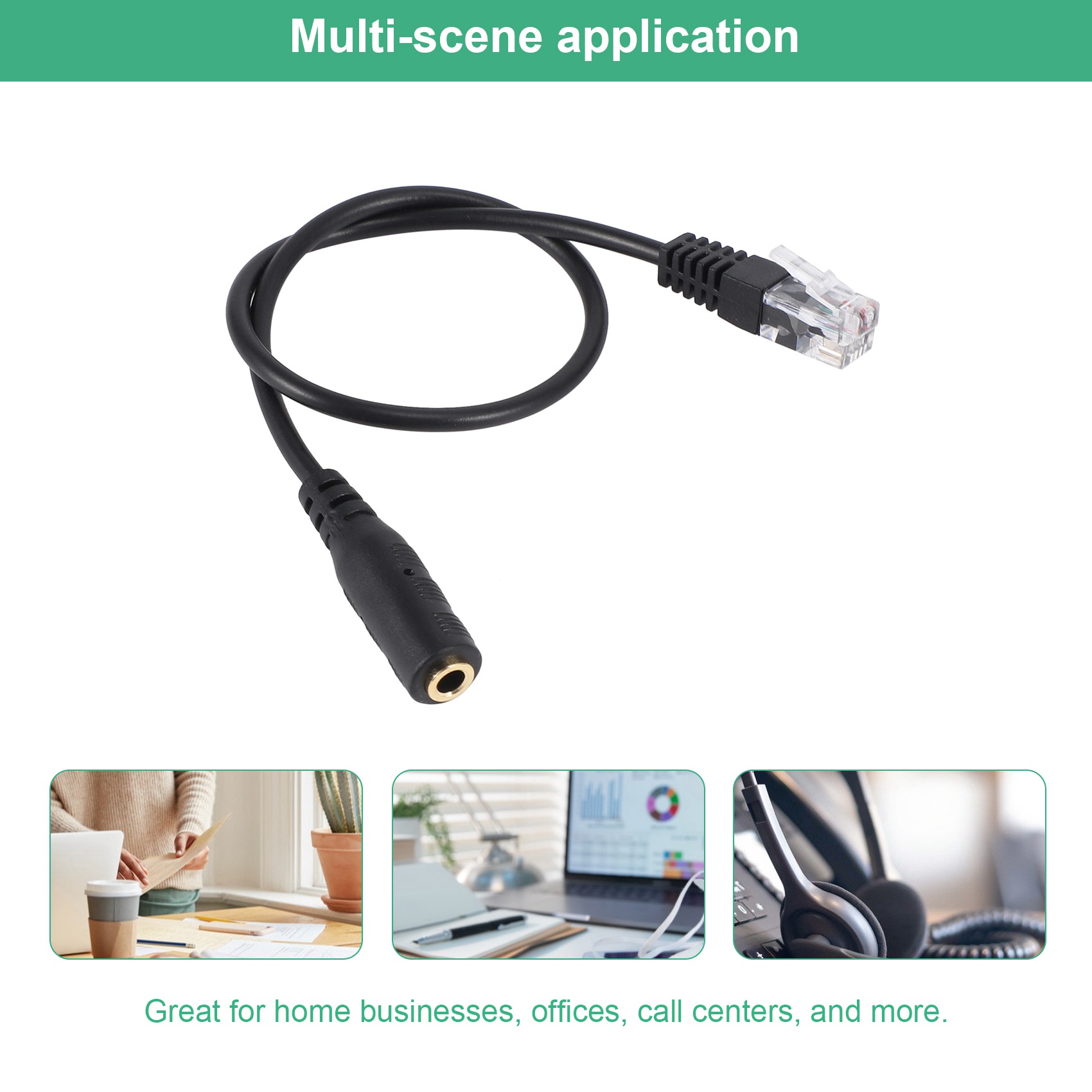 Telephone Headset Office - Dec.-3.5mm Plug Jack to RJ9 for