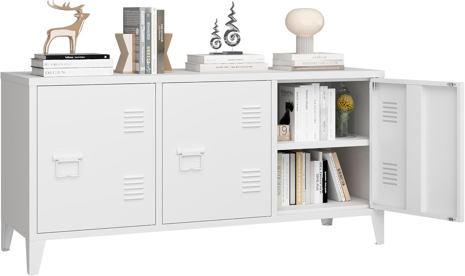 Credenza Office Storage - Modern TV Stand Entertainment Center, Metal