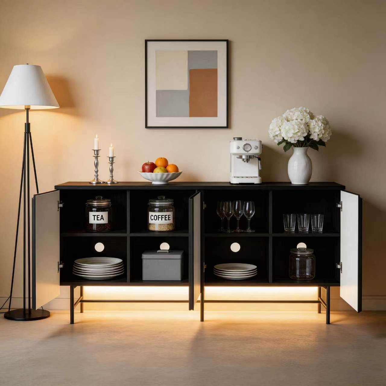 68in Large Fluted Sideboard Ca - Credenza Office Storage recension och pris