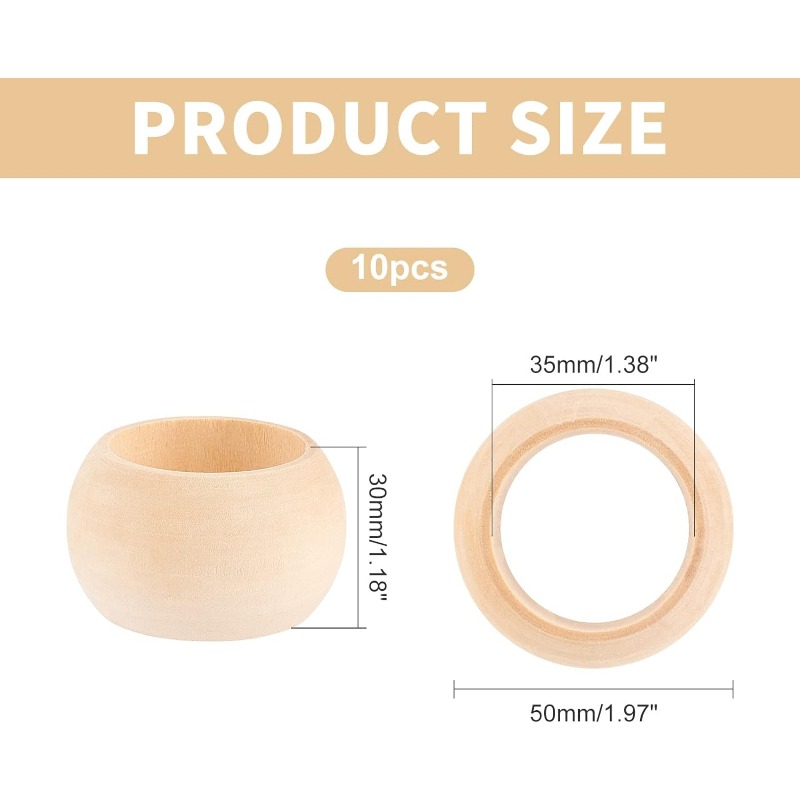 10pcs Wood Napkin Rings Servie - Conference Table Round recension och pris