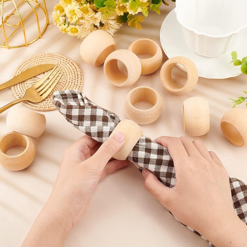 10pcs Wood Napkin Rings Servie - Conference Table Round recension och pris