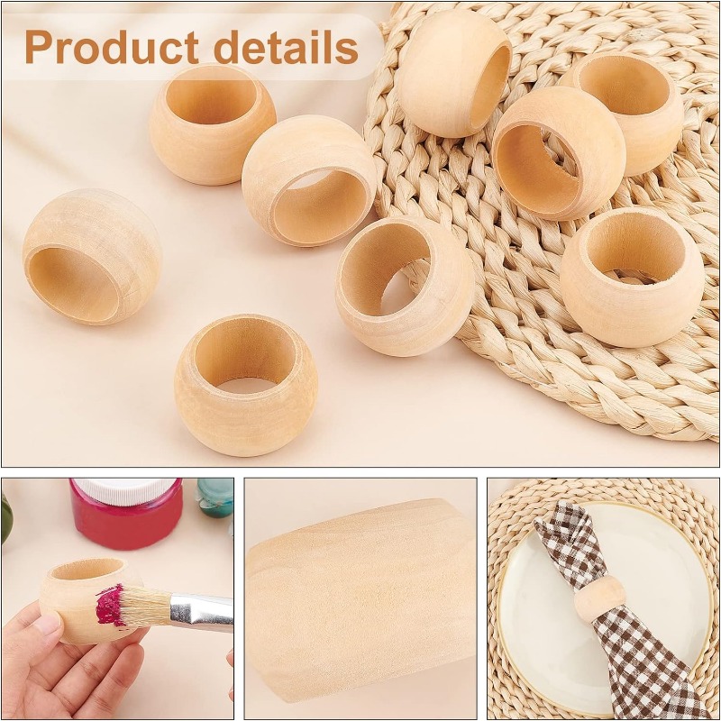10pcs Wood Napkin Rings Servie - Conference Table Round recension och pris