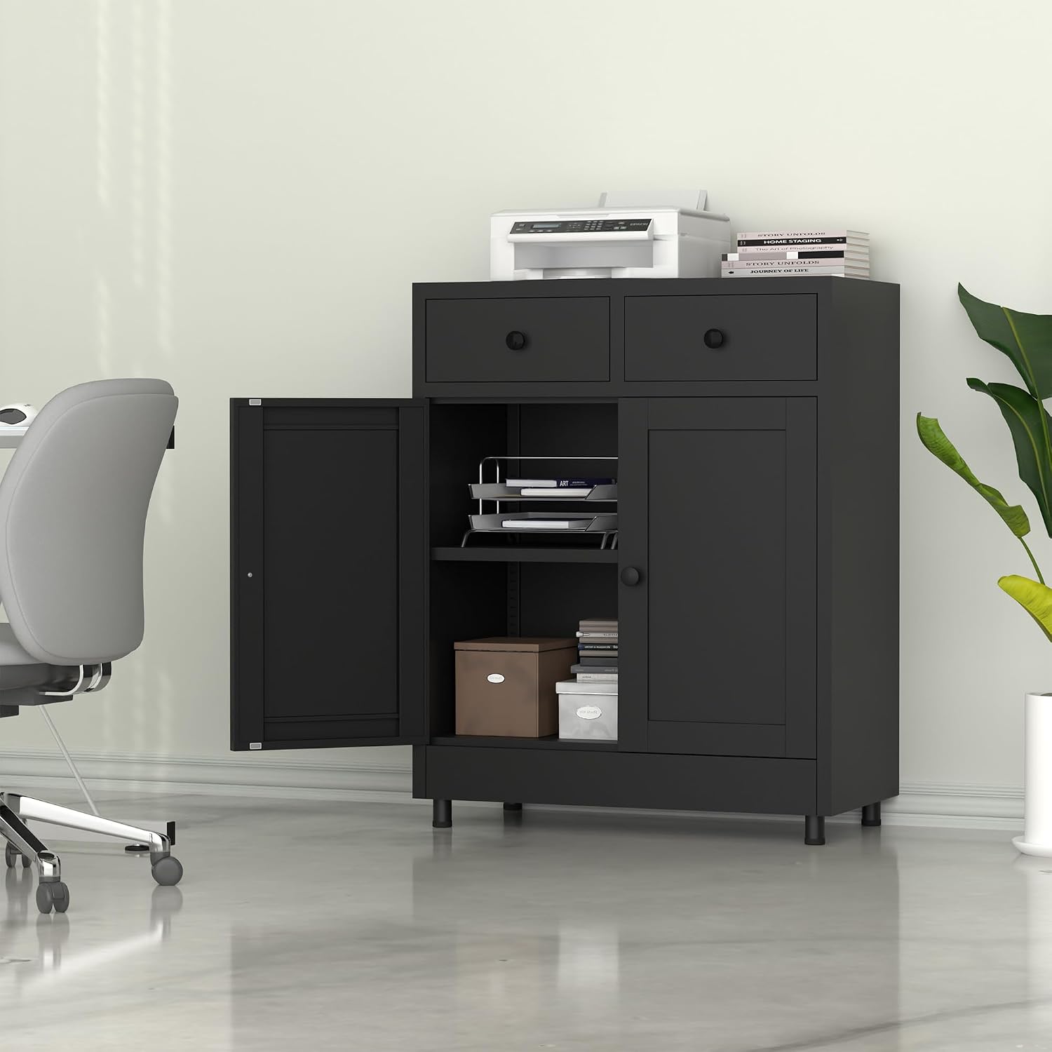 Metal Storage Cabinet With Dra - Credenza Office Storage recension och pris