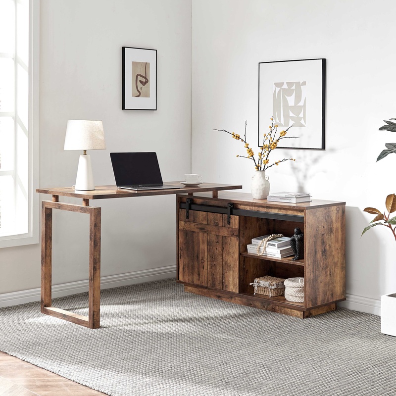 L-Shaped Desk with Credenza St - Credenza Office Storage recension och pris