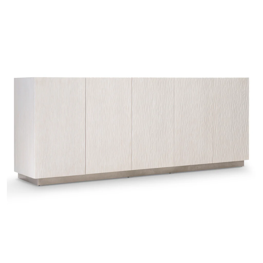 ^Modern White Wavy Textured TV - Credenza Office Storage recension och pris