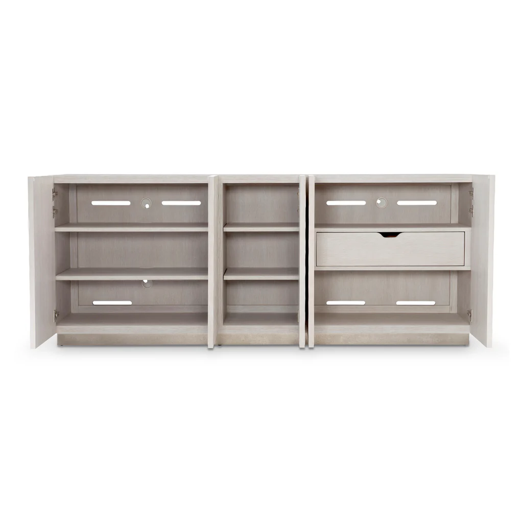 ^Modern White Wavy Textured TV - Credenza Office Storage recension och pris