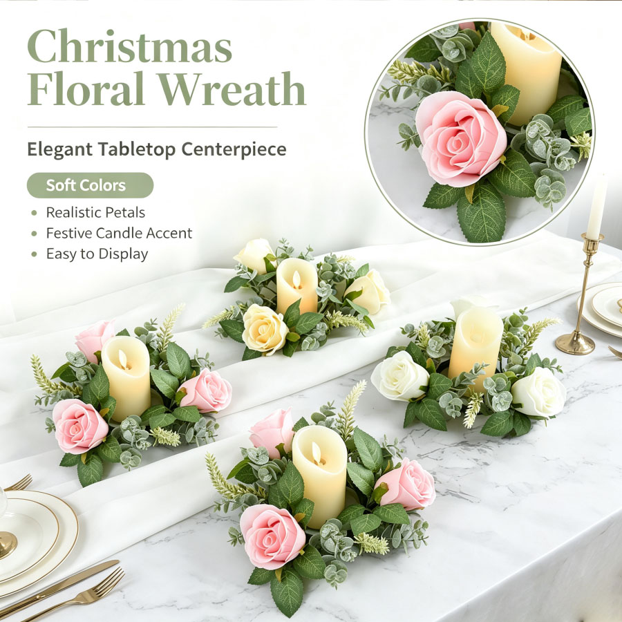 Artificial Rose Wreath Shaped  - Conference Table Round recension och pris